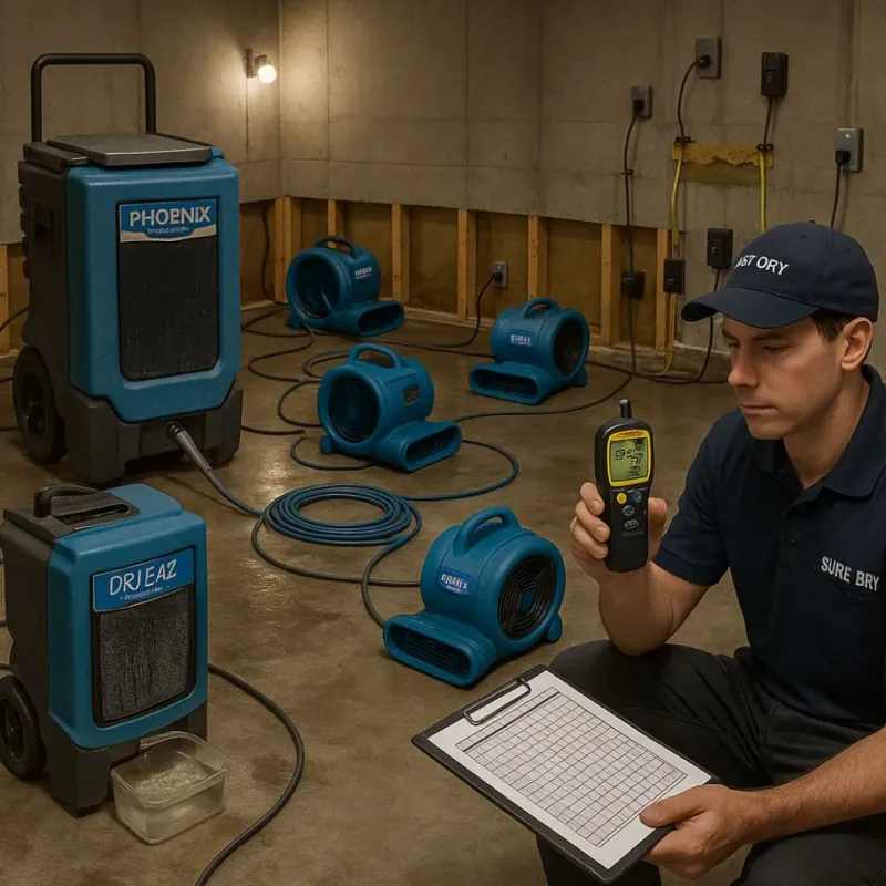 Structural Drying and Dehumidification process in Brownsville, FL